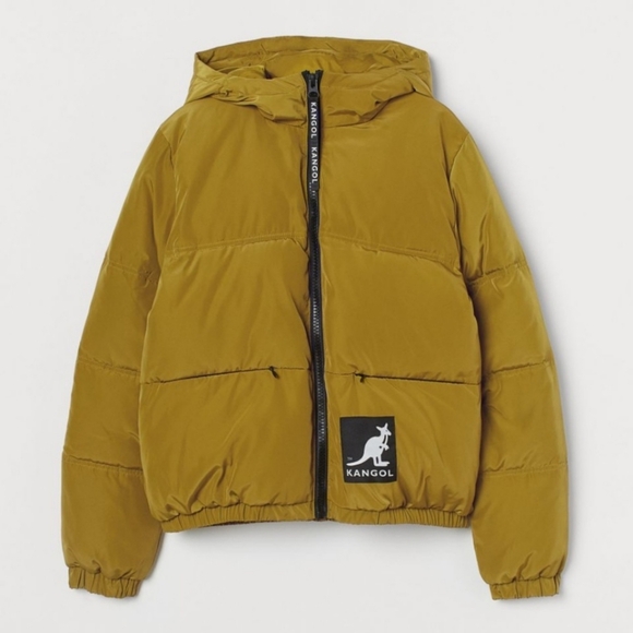 Kangol x H&M Collaboration Green Puffer Front Zip Closure Hooded Puffer Jacket - Picture 1 of 11